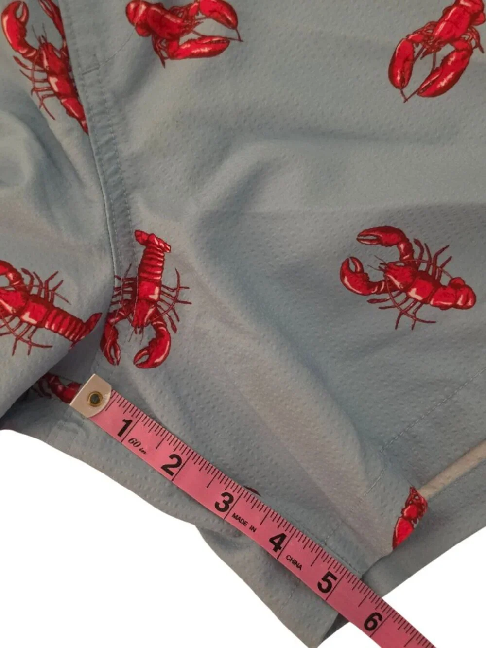 Hollister Lobster Swim Trunks Mens Small Blue Red Print Lined Drawstring Shorts - Picture 9 of 10